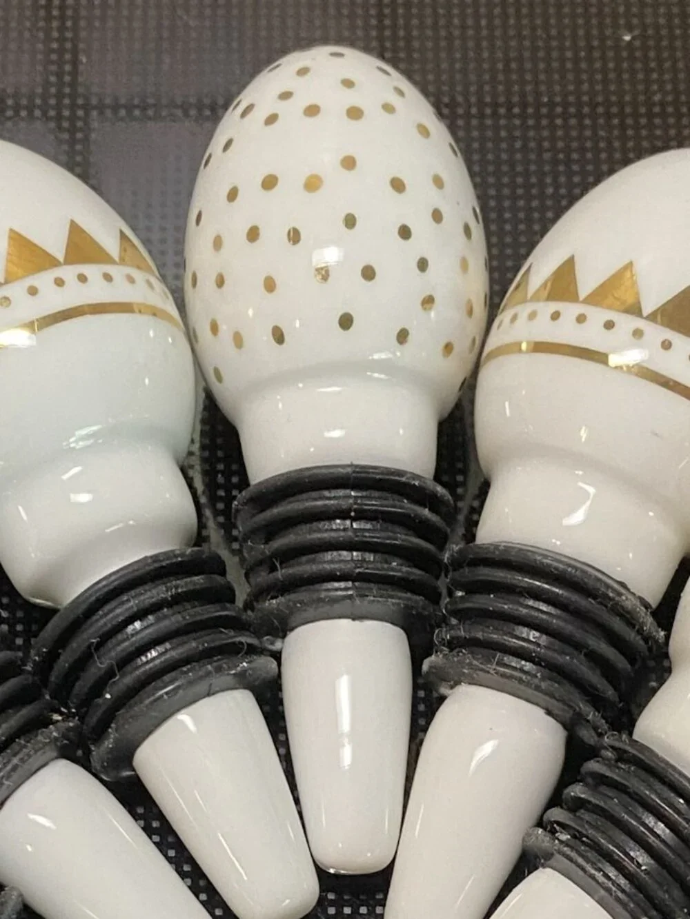 Wine Bottle Stopper-White Glazed Porcelain Egg w/Gold Polka Dots, by Threshold